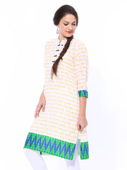 Shree Women White &amp; Yellow Printed Kurta