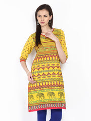 Shree Women Yellow Printed Kurta