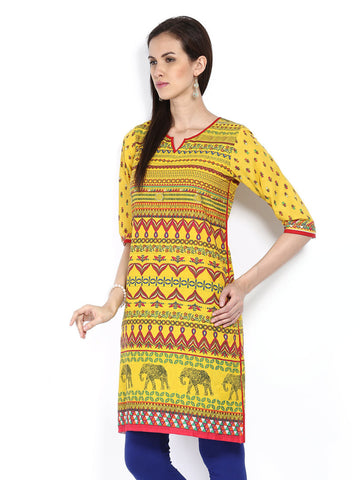 Shree Women Yellow Printed Kurta