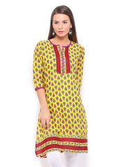 Shree Women Yellow &amp; Red Printed Kurta