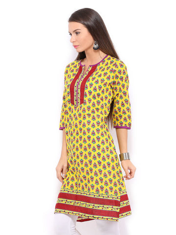 Shree Women Yellow &amp; Red Printed Kurta