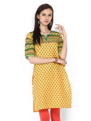 Shree Women Yellow Printed Kurta