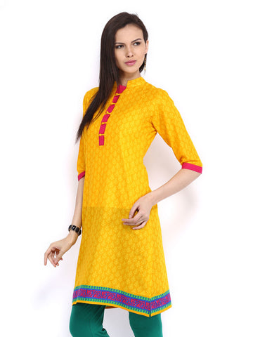 Shree Women Yellow Printed Kurta