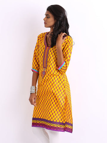 Shree Women Yellow Printed Kurta