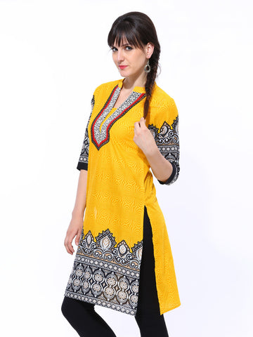 Shree Women Yellow Printed Kurta