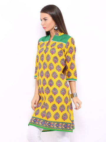 Shree Women Yellow Printed Kurta