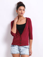 Silver Strings Maroon Shrug