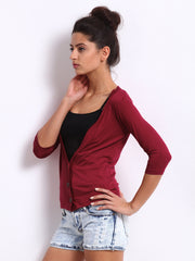 Silver Strings Maroon Shrug