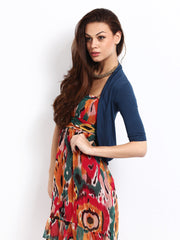 Silver Strings Women Blue Short Shrug