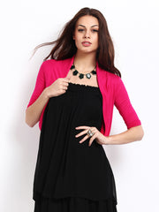 Silver Strings Women Pink Short Shrug