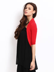 Silver Strings Women Red Short Shrug