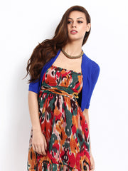 Silver Strings Women Royal Blue Short Shrug