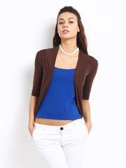 Silver Strings Women Coffee Brown Long Shrug