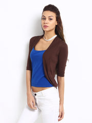 Silver Strings Women Coffee Brown Long Shrug
