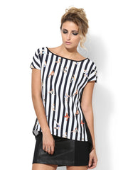 Sisley Women Black &amp; White Striped Top