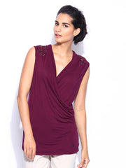 Sisley Women Purple Cross-Over Top