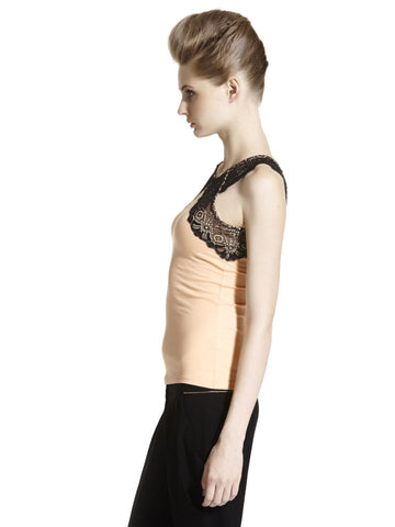 Sisley Women Peach-Coloured Sleeveless Top