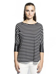 Sisley Women Black &amp; White Striped Top