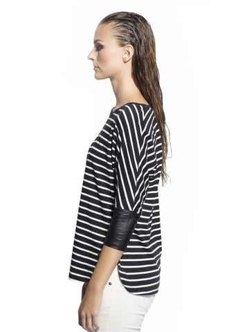 Sisley Women Black &amp; White Striped Top