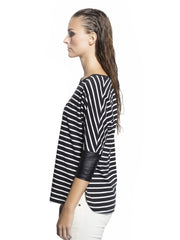Sisley Women Black &amp; White Striped Top