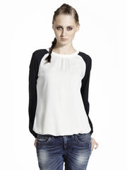 Sisley Women Off-White &amp; Black Top