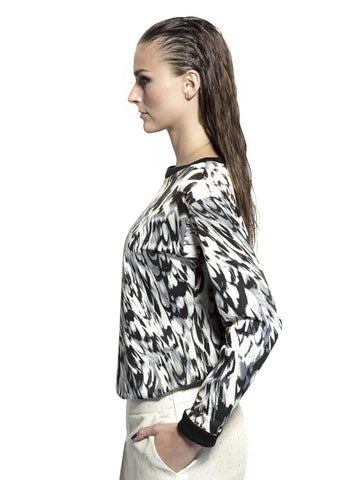 Sisley Women Cream-Coloured &amp; Black Printed Top