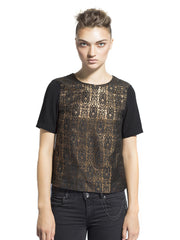 Sisley Women Black &amp; Gold-Toned Top