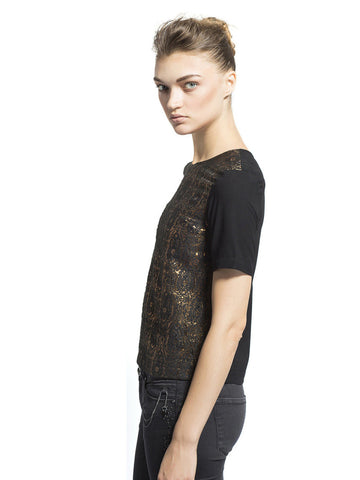 Sisley Women Black &amp; Gold-Toned Top