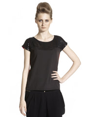Sisley Women Black &amp; Red Top
