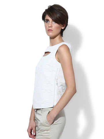 Sisley Women White Brocade Top