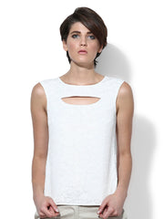 Sisley Women White Brocade Top