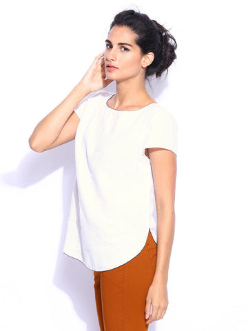 Sisley Women White Linen Top
