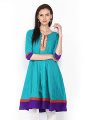 Span Women Green Anarkali Kurta