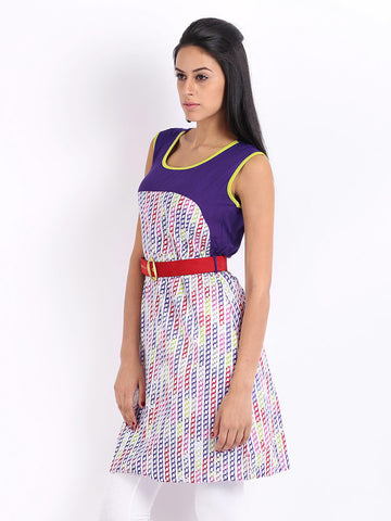 Span Multi-Coloured Printed Fit &amp; Flare Dress