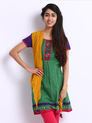 Span Women Green Kurta &amp; Dupatta Set