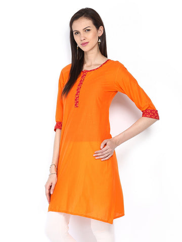 Span Women Orange Kurta