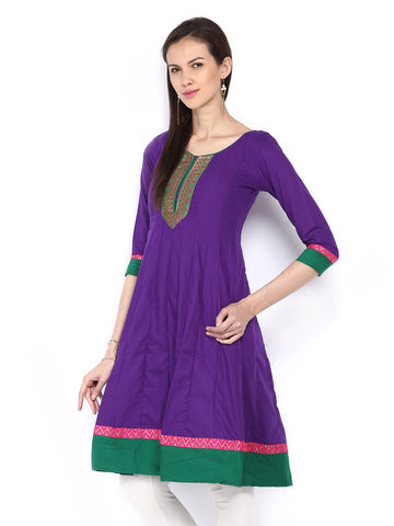 Span Women Purple Anarkali Kurta