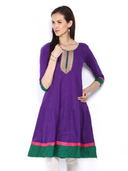 Span Women Purple Anarkali Kurta
