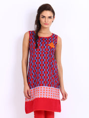 Span Women Red &amp; Blue Printed Kurta