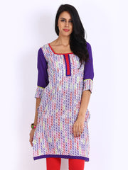 Span Women White Printed Kurta
