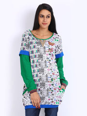 Span Women White Printed Tunic