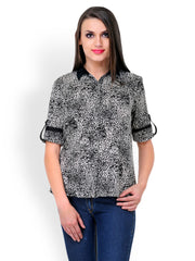 StileStreet Women Black &amp; White Animal Printed Shirt
