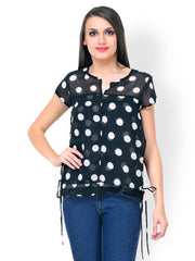 StileStreet Women Black Polka Dot Print Top