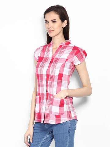 Style Quotient Women Red &amp; White Checked Top
