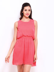 Style Quotient Peach Coloured Fit &amp; Flare Dress