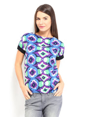Style Quotient Women Blue &amp; Green Printed Top