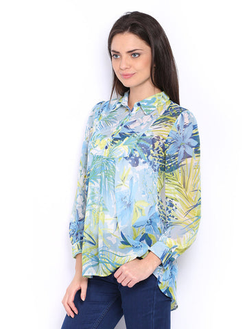Style Quotient Women Blue &amp; Yellow Printed Top