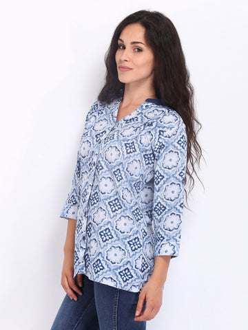 Style Quotient Women Blue Printed Top