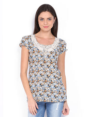 Style Quotient Women Off-White Floral Print Top