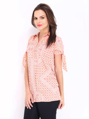 Style Quotient Women Peach Coloured Printed Top